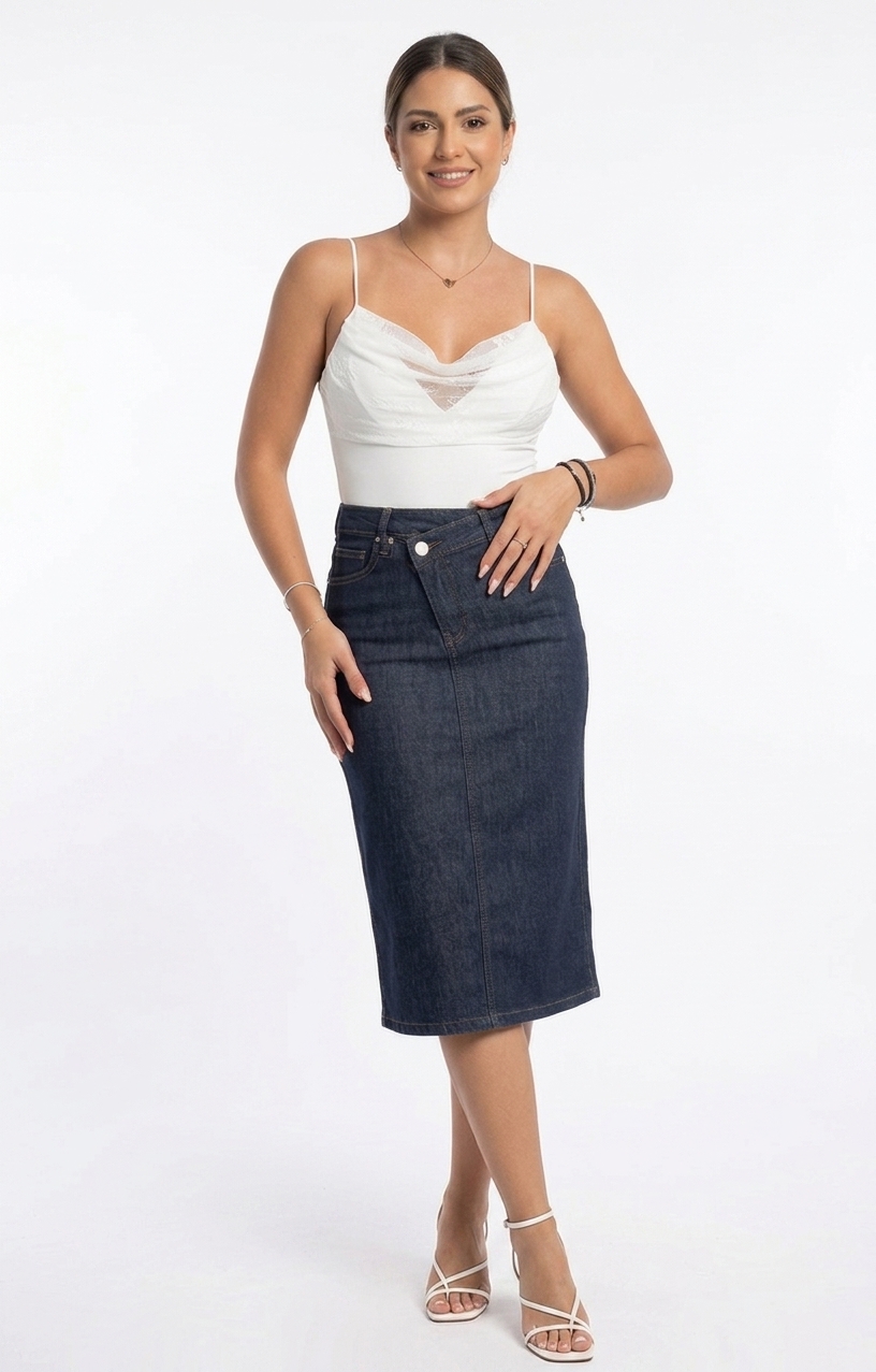 Dark Denim Asymmetric Skirt