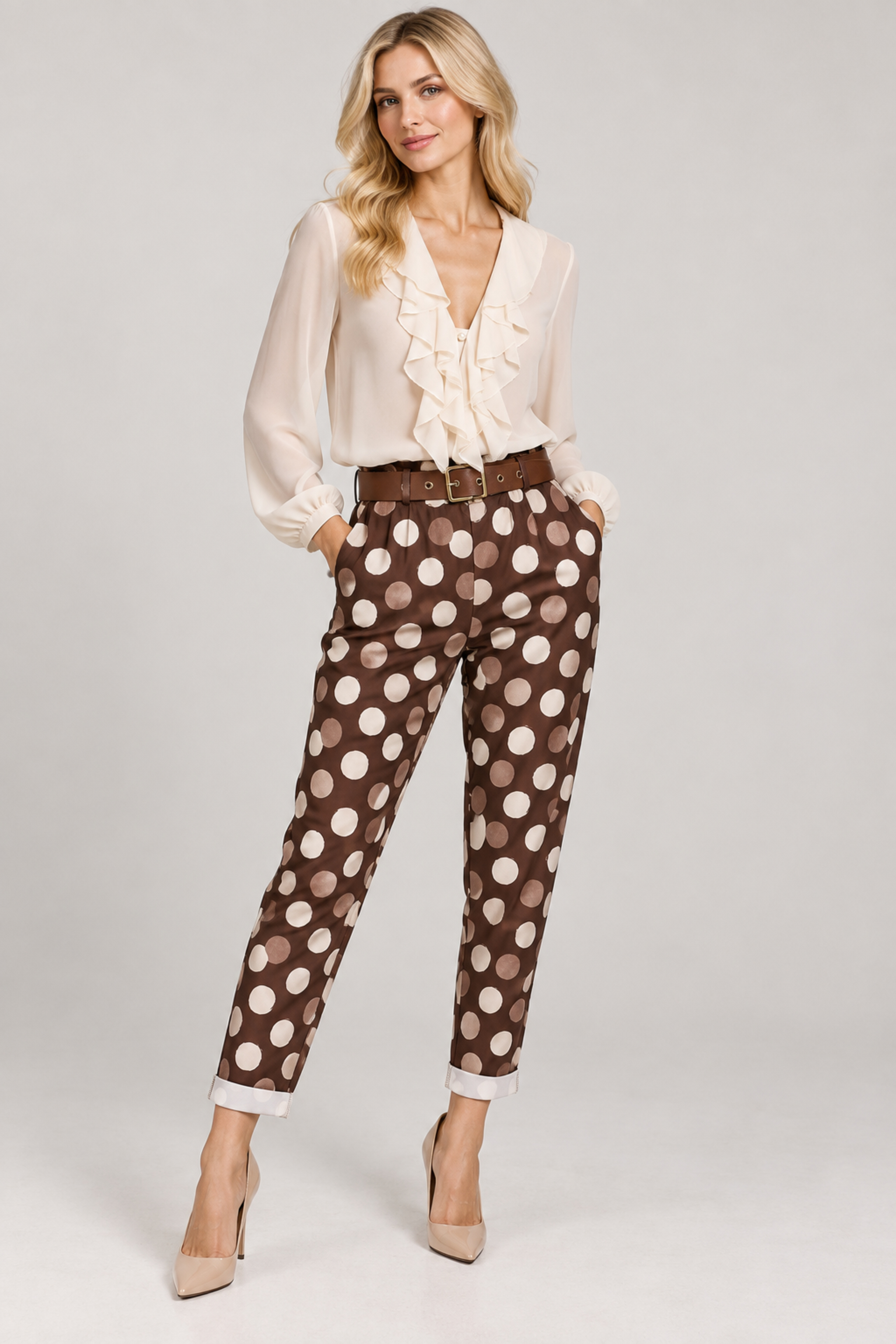 POLKA DOT PANTS WITH BELT