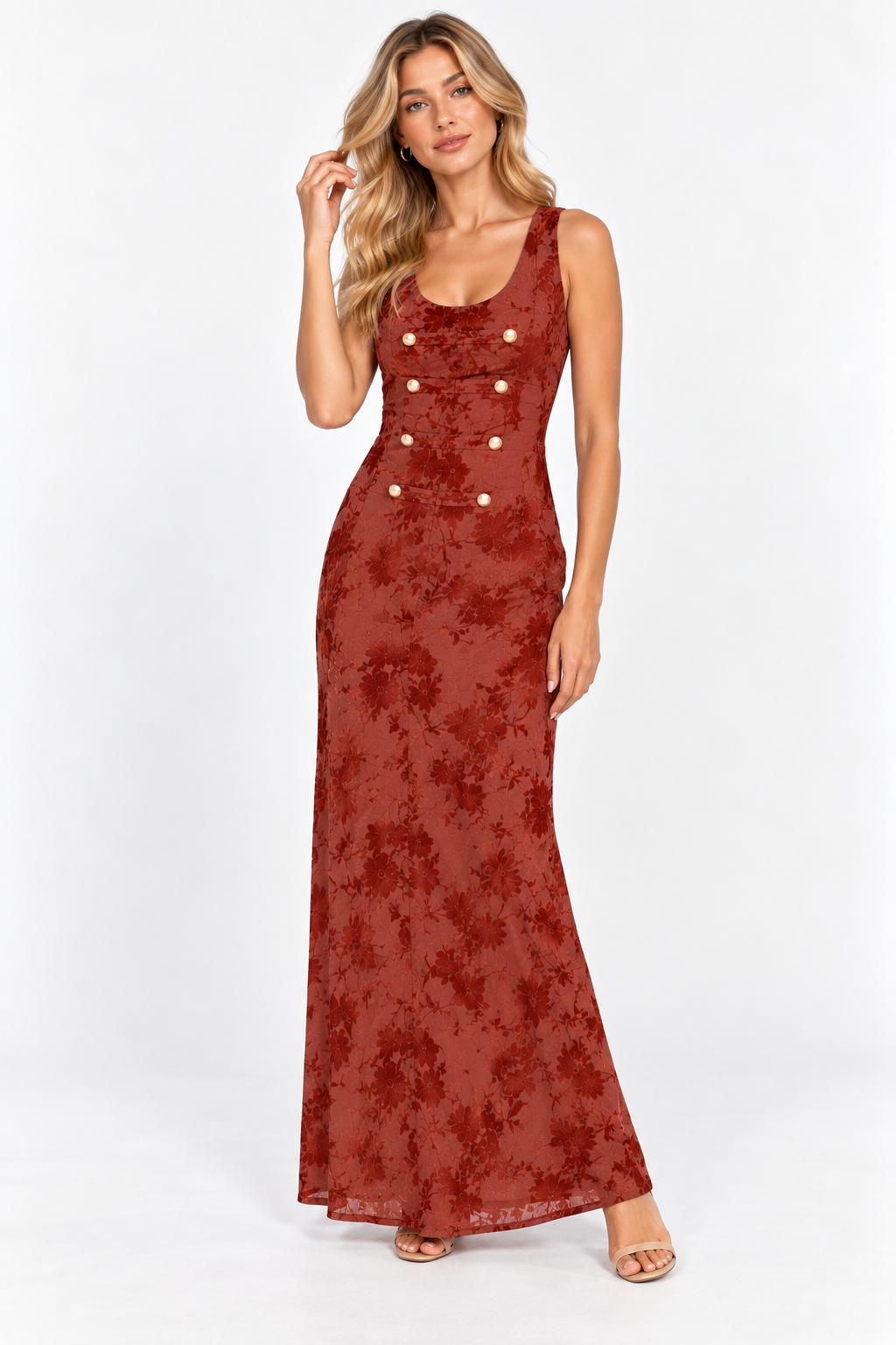 Floral Burnout Maxi Dress