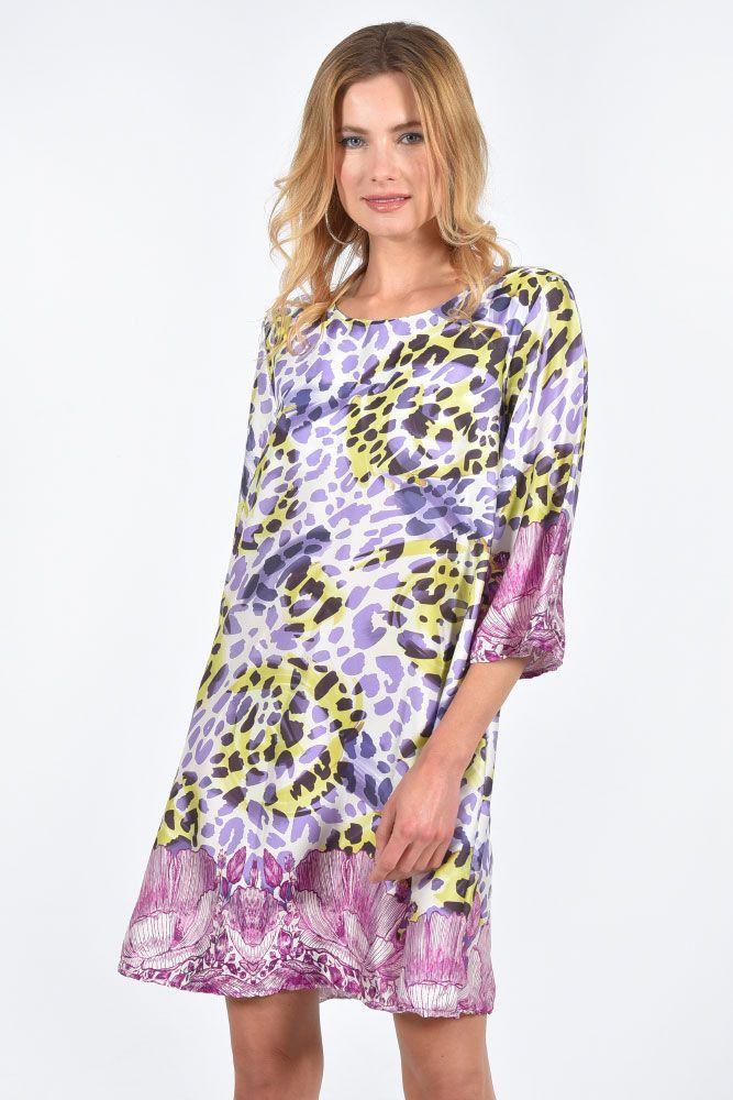 Leopard mini satin φόρεμα 