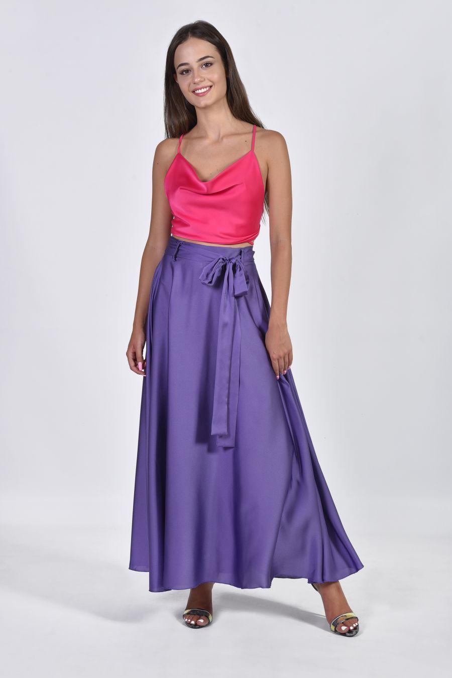Maxi saten φούστα