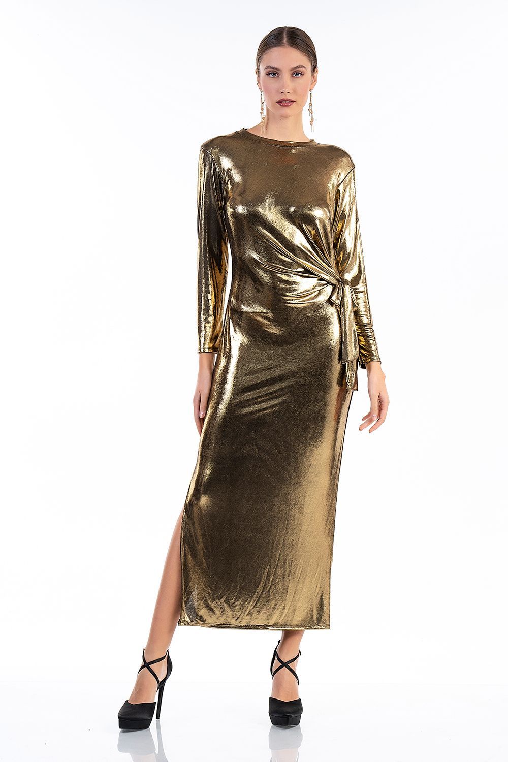Maxi foil φόρεμα χρυσό 