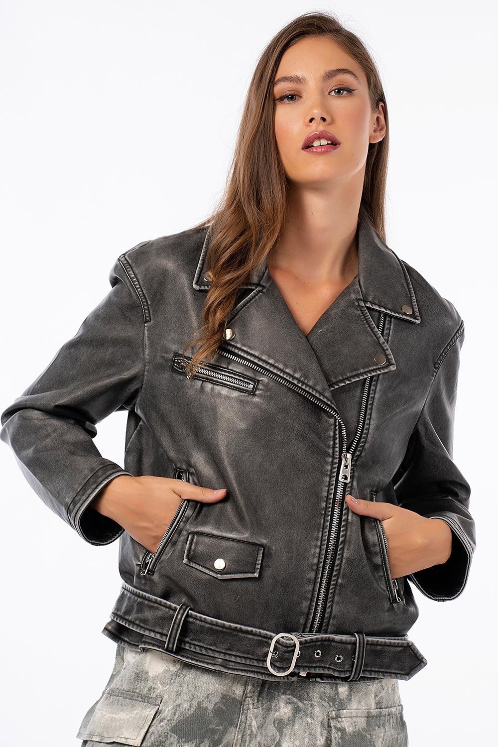 Biker μπουφάν oversized