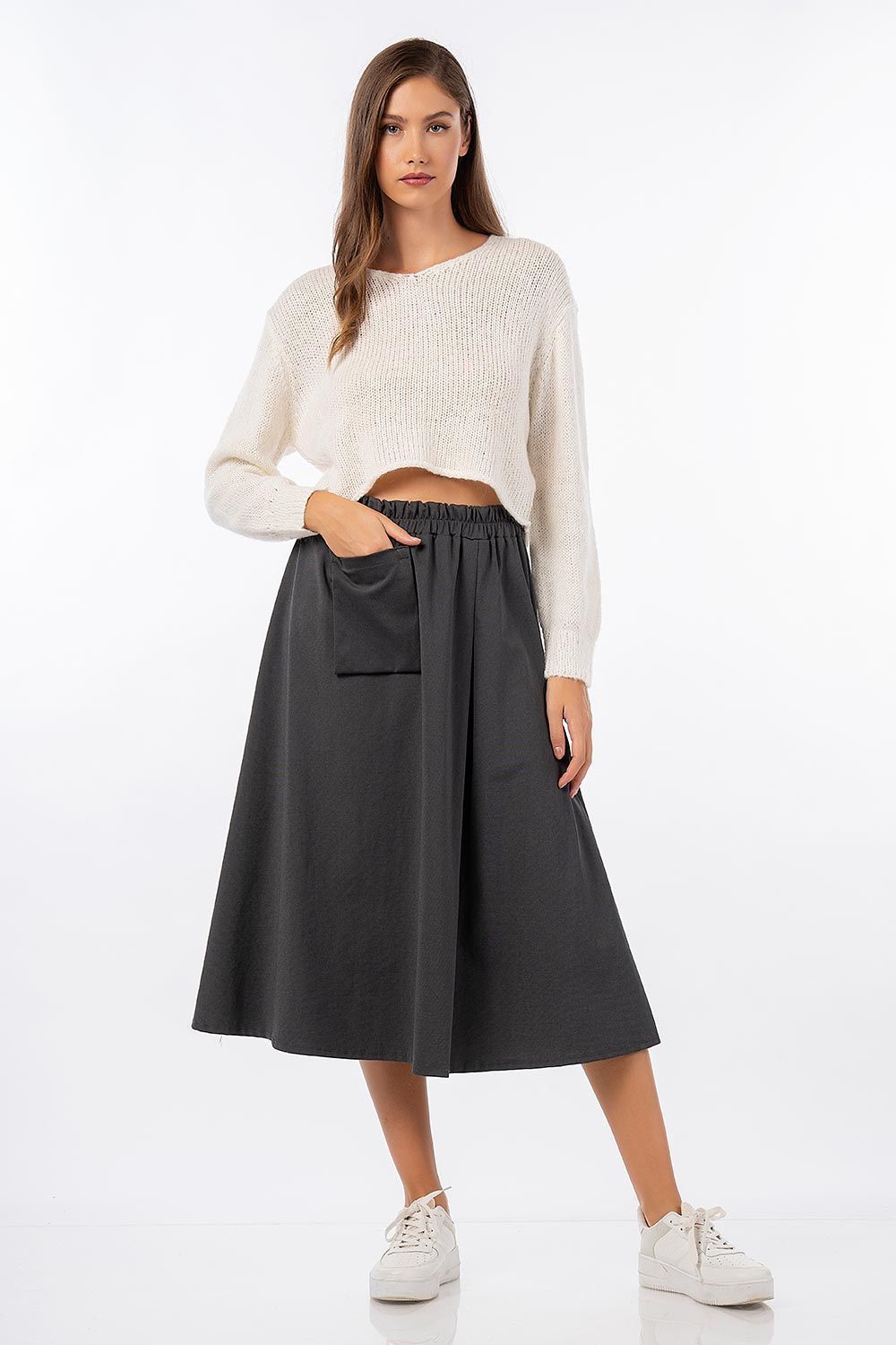 Midi φούστα με τσέπη 