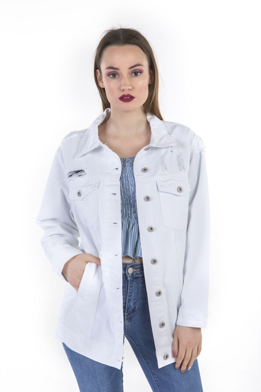 Oversized jean jacket Λευκό