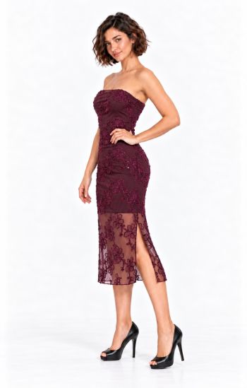 Strapless Midi Φόρεμα με Cups