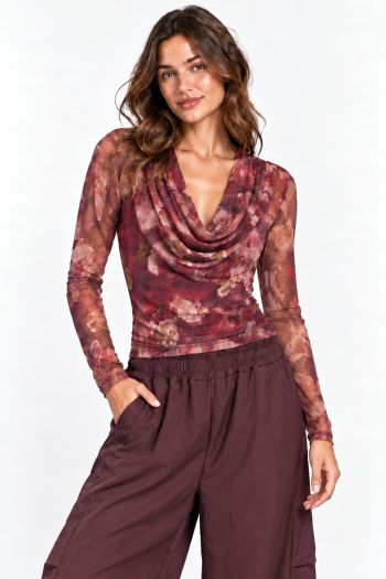 FLORAL COWL NECK