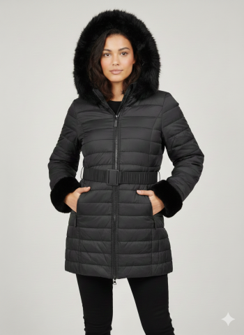 Maxi μπουφάν με γούνα