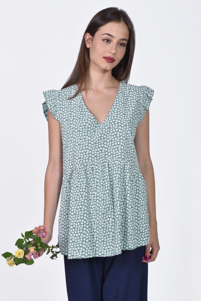 Φωτογραφία από Floral μπλούζα με βολάν
