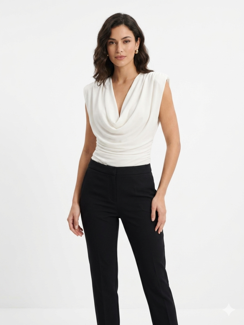 Φωτογραφία από Draped Ivory Elegance Top