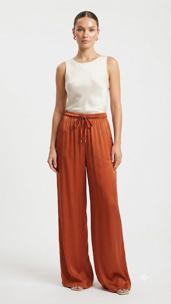 Satin Flowy Wide-Leg Pants Φωτογραφία από Satin Flowy Wide-Leg Pants