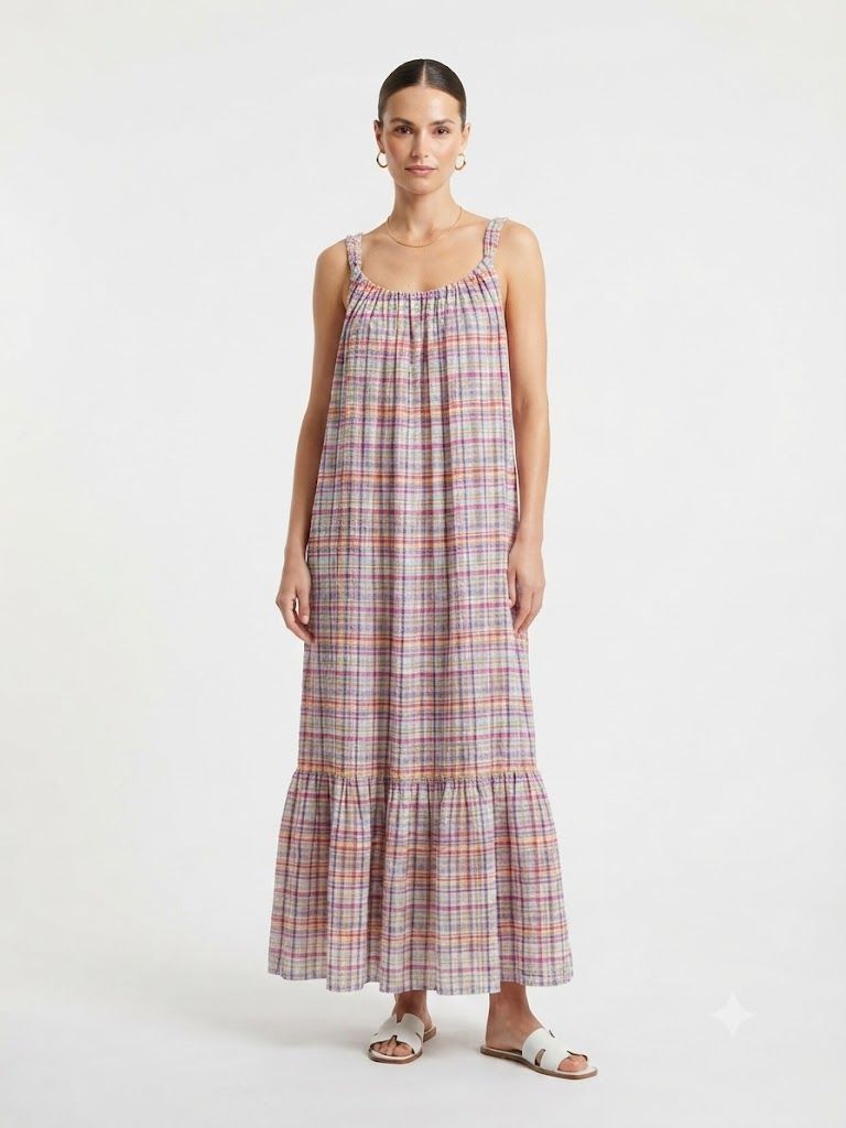 Boho Plaid Breeze Dress Φωτογραφία από Boho Plaid Breeze Dress