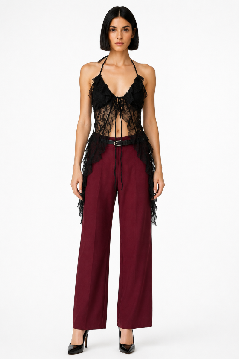BURGUNDY WIDE-LEG PANTS Φωτογραφία από BURGUNDY WIDE-LEG PANTS
