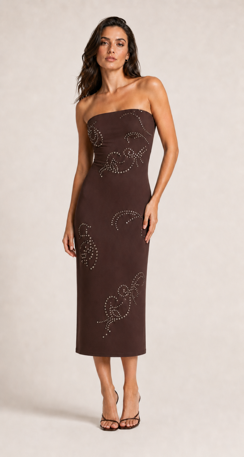 STRIKING STRAPLESS MIDI DRESS Φωτογραφία από STRIKING STRAPLESS MIDI DRESS